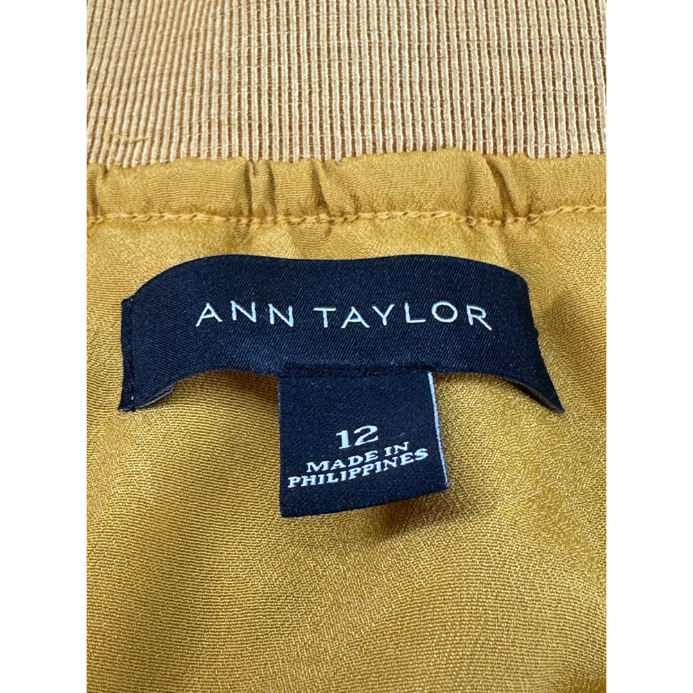 Ann Taylor Mustard Yellow Floral Eyelet Lace Midi Skirt Size 12 A-Line - Picture 3 of 9